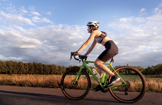 Cyclist travelling along a low difficulty route