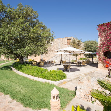 Paved path surrounding the Son Cosmet garden