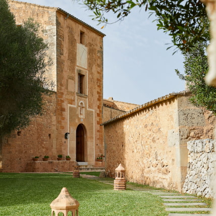 Detail of the hotel façade and exterior areas